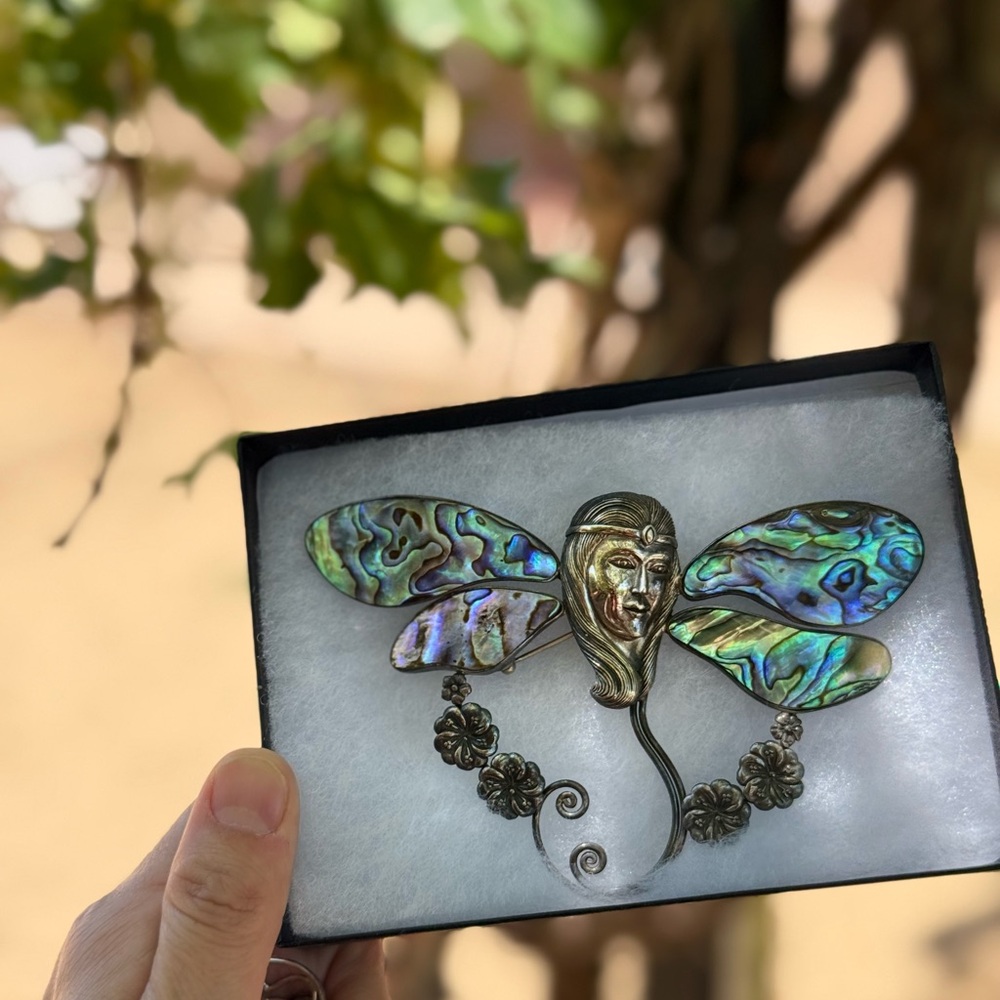 Arch Angel Michael Silver and Abalone Brooch